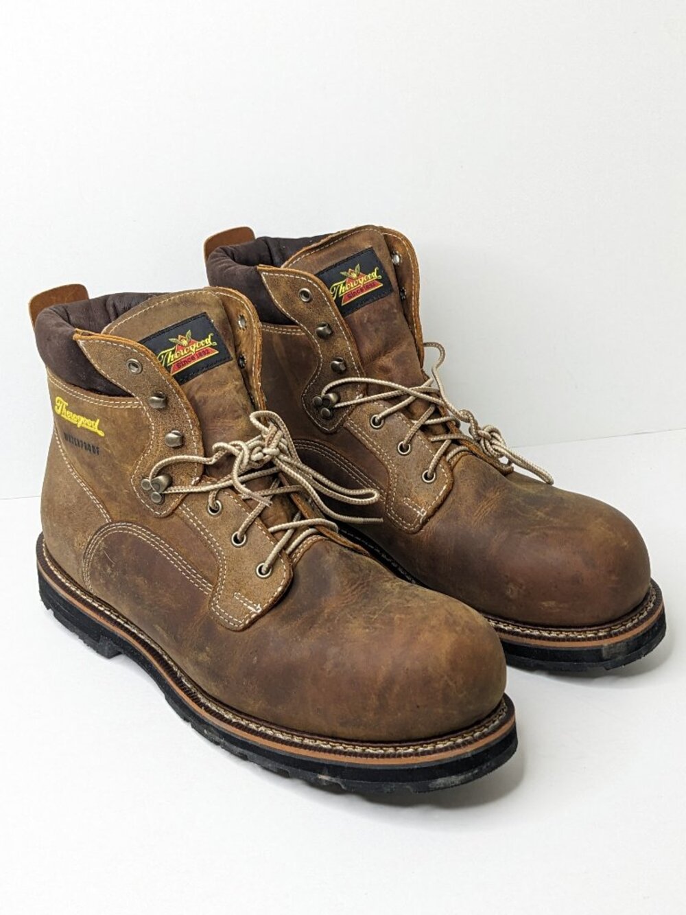 Thorogood 6" Iron River Waterproof Composite Toe Work Boots Brown Men's 14 Wide
